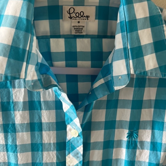 Lilly Pulitzer excellent condition checked blouse small - Picture 2 of 5